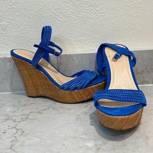 J. Crew Blue Wedge Sandals